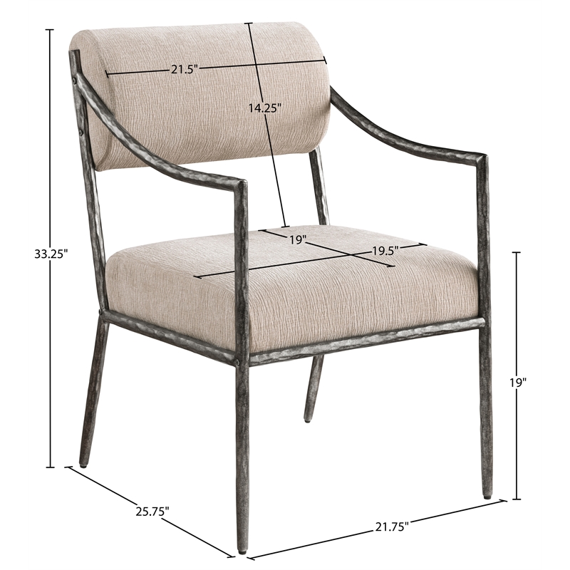 Meridian Furniture Bastille Beige Chenille Fabric Dining Arm Chair (Set of 2)