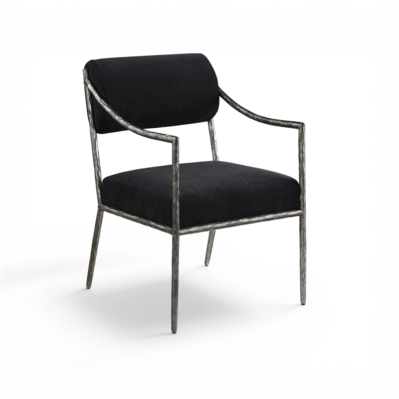 Meridian Furniture Bastille Black Chenille Fabric Dining Arm Chair (Set of 2)