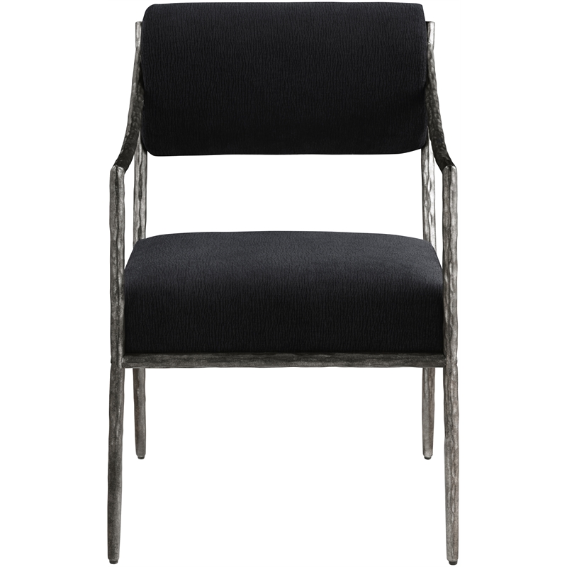 Meridian Furniture Bastille Black Chenille Fabric Dining Arm Chair (Set of 2)