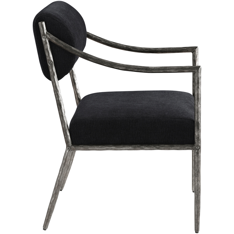 Meridian Furniture Bastille Black Chenille Fabric Dining Arm Chair (Set of 2)