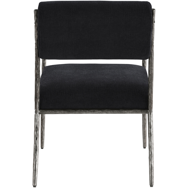 Meridian Furniture Bastille Black Chenille Fabric Dining Arm Chair (Set of 2)