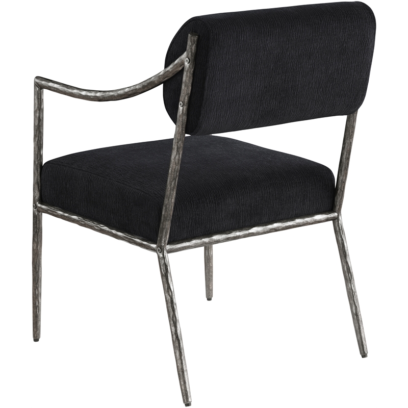 Meridian Furniture Bastille Black Chenille Fabric Dining Arm Chair (Set of 2)
