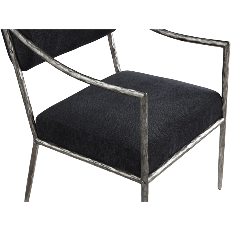 Meridian Furniture Bastille Black Chenille Fabric Dining Arm Chair (Set of 2)