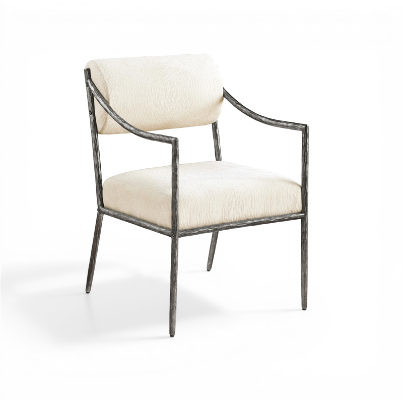 Meridian Furniture Bastille Cream Chenille Fabric Dining Arm Chair (Set of 2)
