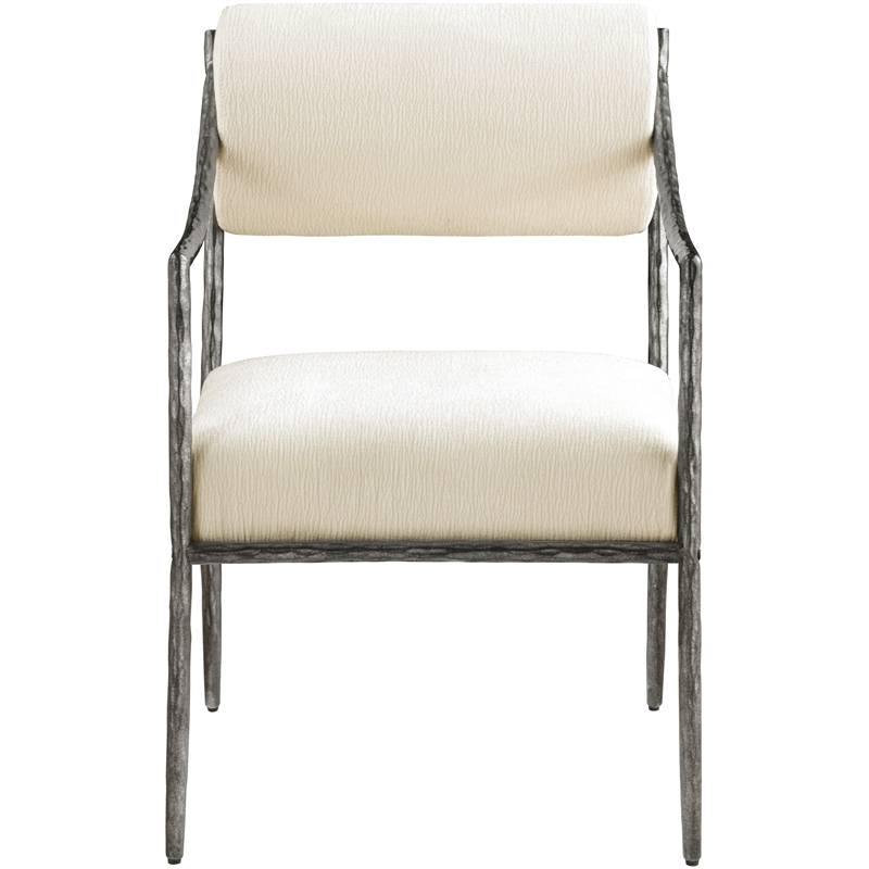 Meridian Furniture Bastille Cream Chenille Fabric Dining Arm Chair (Set of 2)