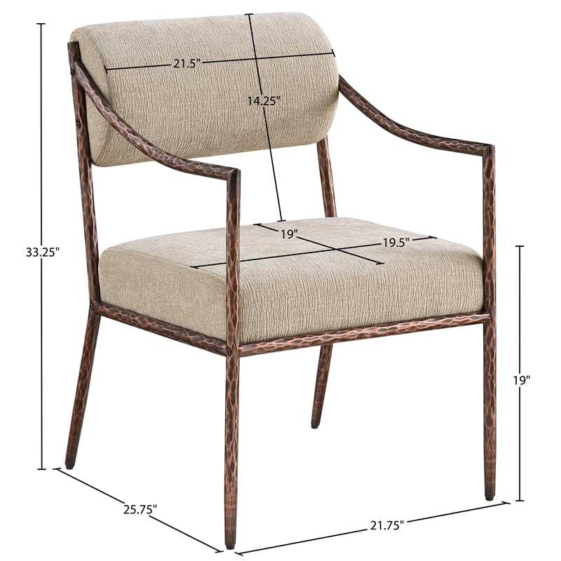 Meridian Furniture Bastille Beige Chenille Fabric Dining Arm Chair (Set of 2)