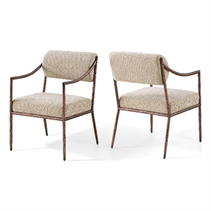 Meridian Furniture Bastille Beige Chenille Fabric Dining Arm Chair (Set of 2)