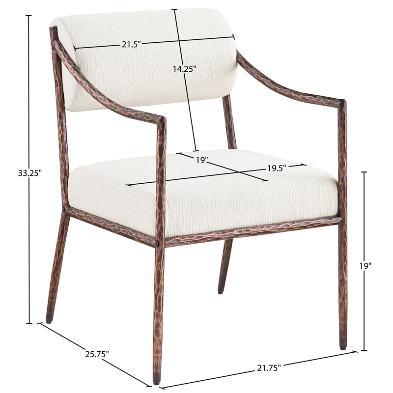 Meridian Furniture Bastille Cream Chenille Fabric Dining Arm Chair (Set of 2)