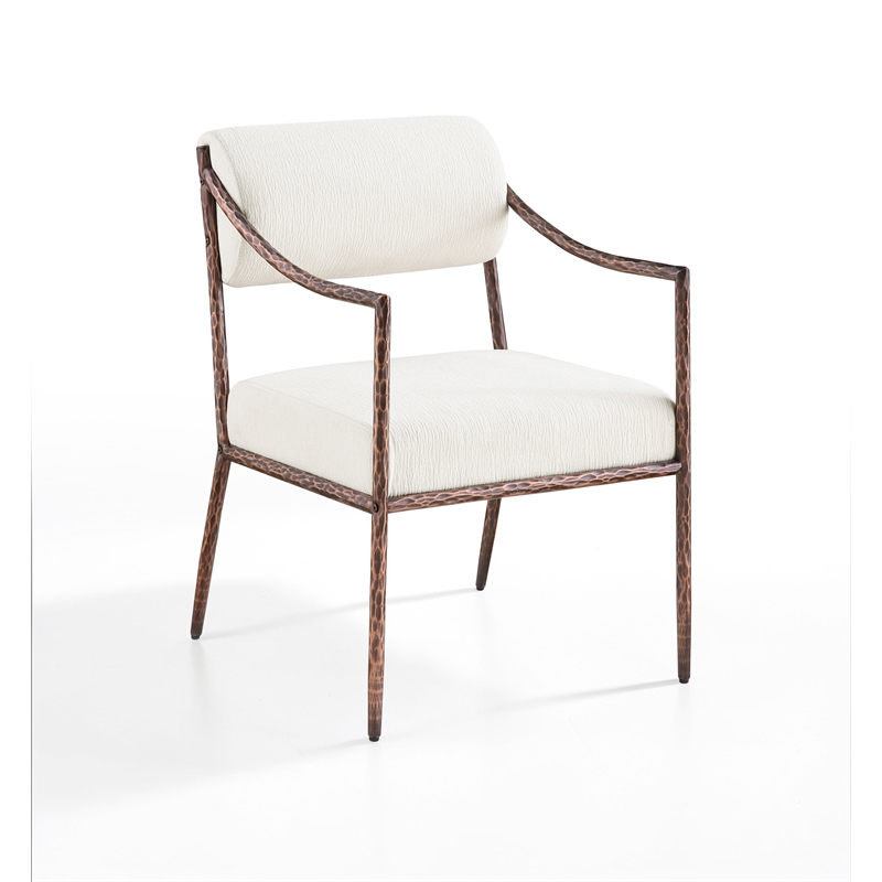 Meridian Furniture Bastille Cream Chenille Fabric Dining Arm Chair (Set of 2)