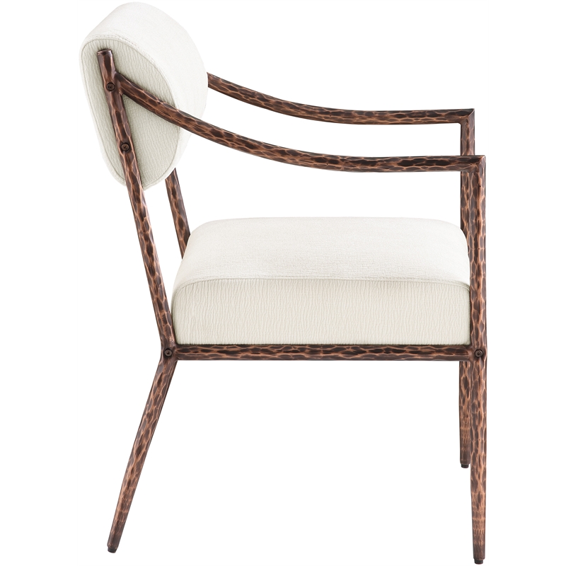 Meridian Furniture Bastille Cream Chenille Fabric Dining Arm Chair (Set of 2)