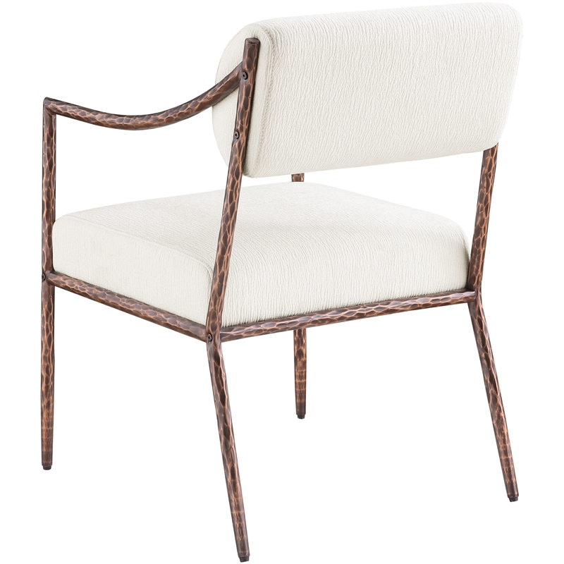 Meridian Furniture Bastille Cream Chenille Fabric Dining Arm Chair (Set of 2)