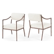 Meridian Furniture Bastille Cream Chenille Fabric Dining Arm Chair (Set of 2)