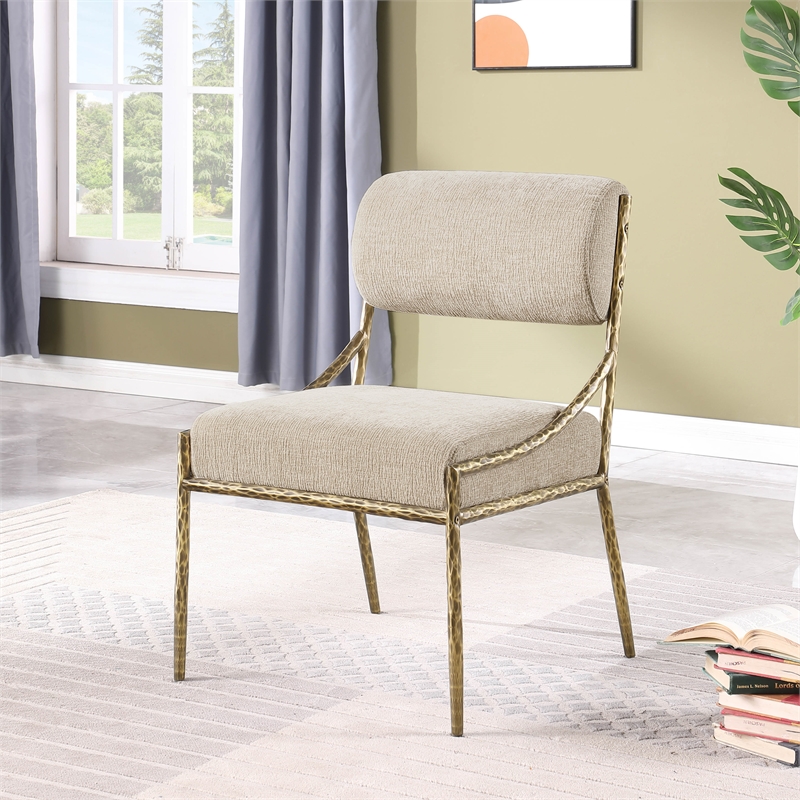Meridian Furniture Bastille Beige Chenille Fabric Dining Side Chair (Set of 2)
