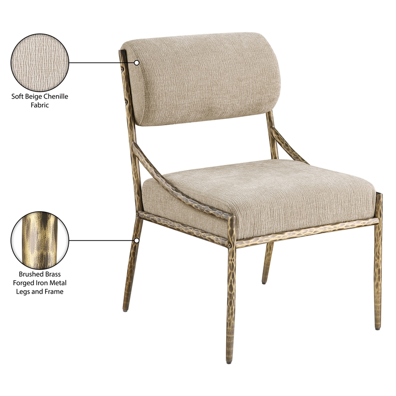Meridian Furniture Bastille Beige Chenille Fabric Dining Side Chair (Set of 2)