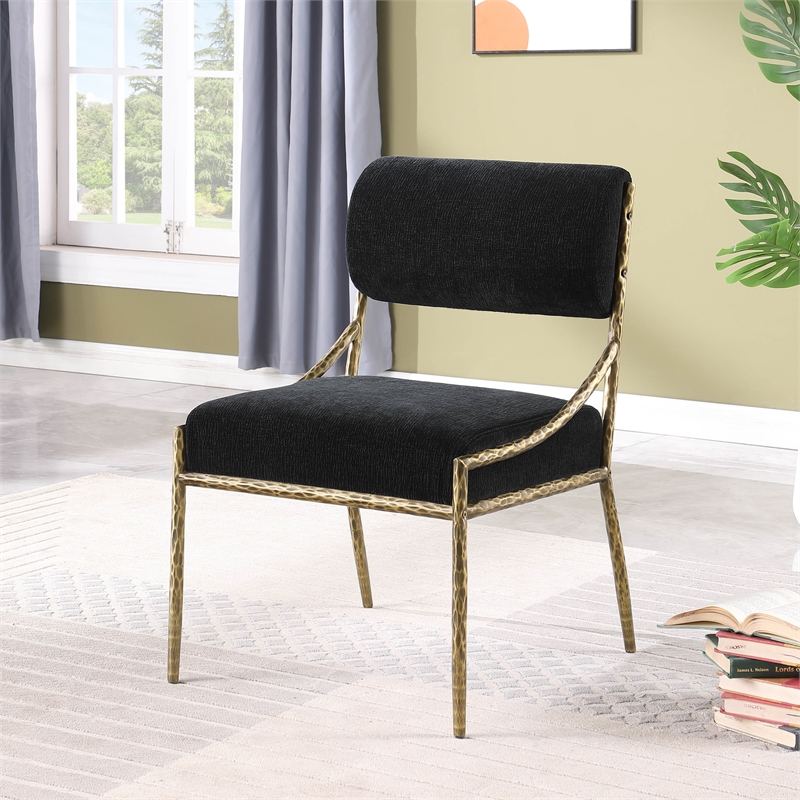 Meridian Furniture Bastille Black Chenille Fabric Dining Side Chair (Set of 2)