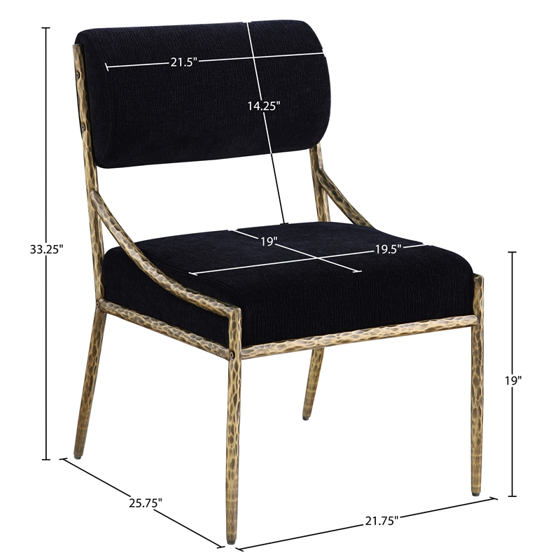 Meridian Furniture Bastille Black Chenille Fabric Dining Side Chair (Set of 2)