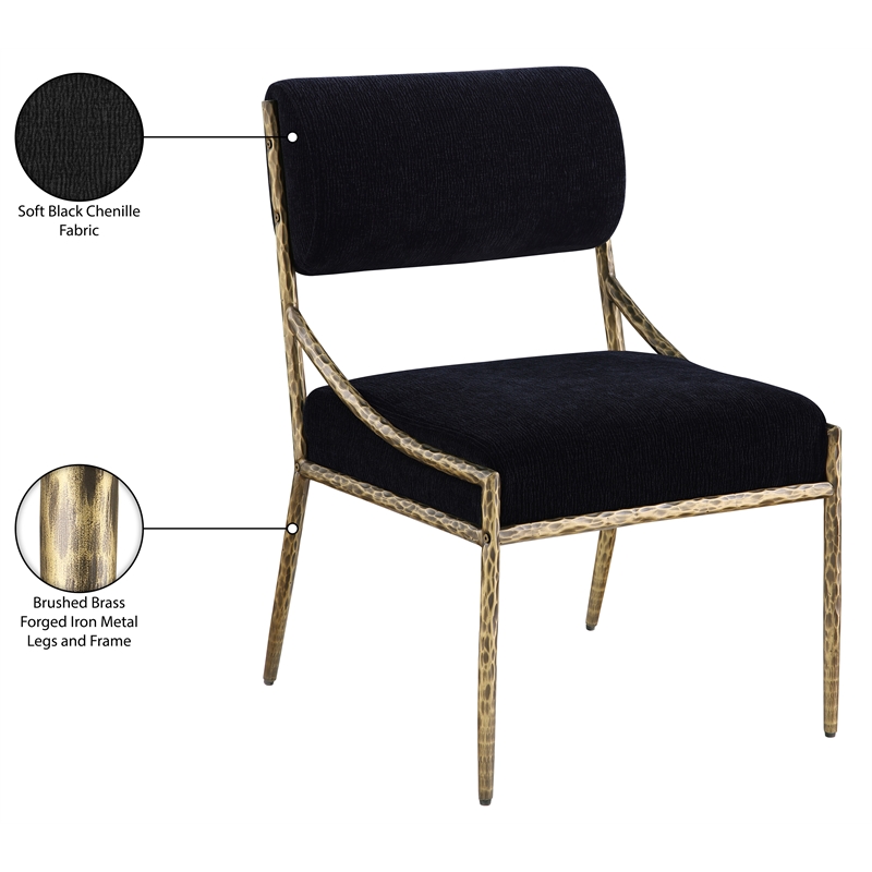 Meridian Furniture Bastille Black Chenille Fabric Dining Side Chair (Set of 2)