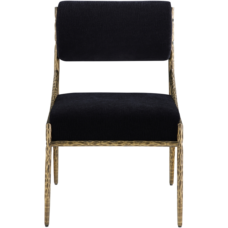 Meridian Furniture Bastille Black Chenille Fabric Dining Side Chair (Set of 2)
