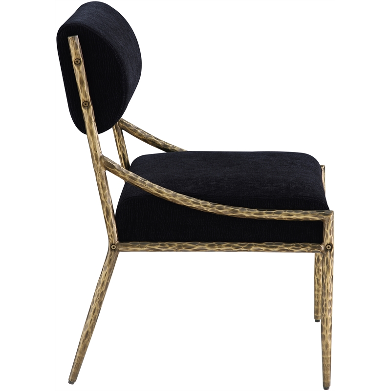 Meridian Furniture Bastille Black Chenille Fabric Dining Side Chair (Set of 2)
