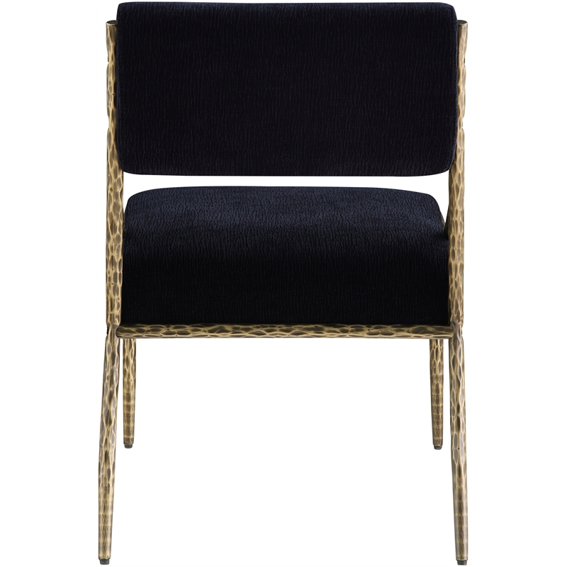 Meridian Furniture Bastille Black Chenille Fabric Dining Side Chair (Set of 2)