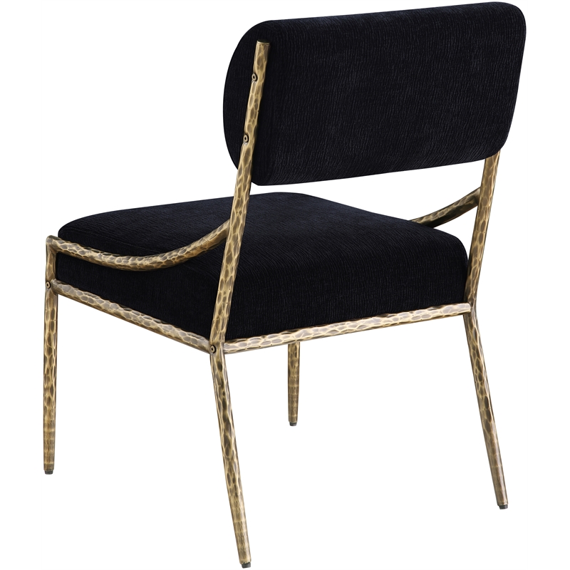 Meridian Furniture Bastille Black Chenille Fabric Dining Side Chair (Set of 2)