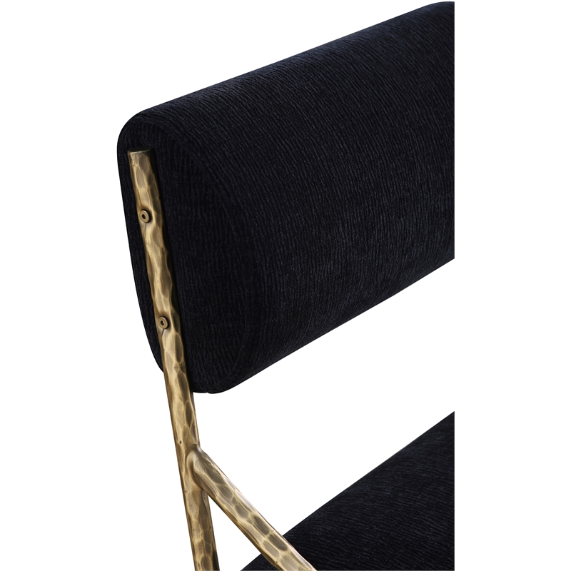 Meridian Furniture Bastille Black Chenille Fabric Dining Side Chair (Set of 2)