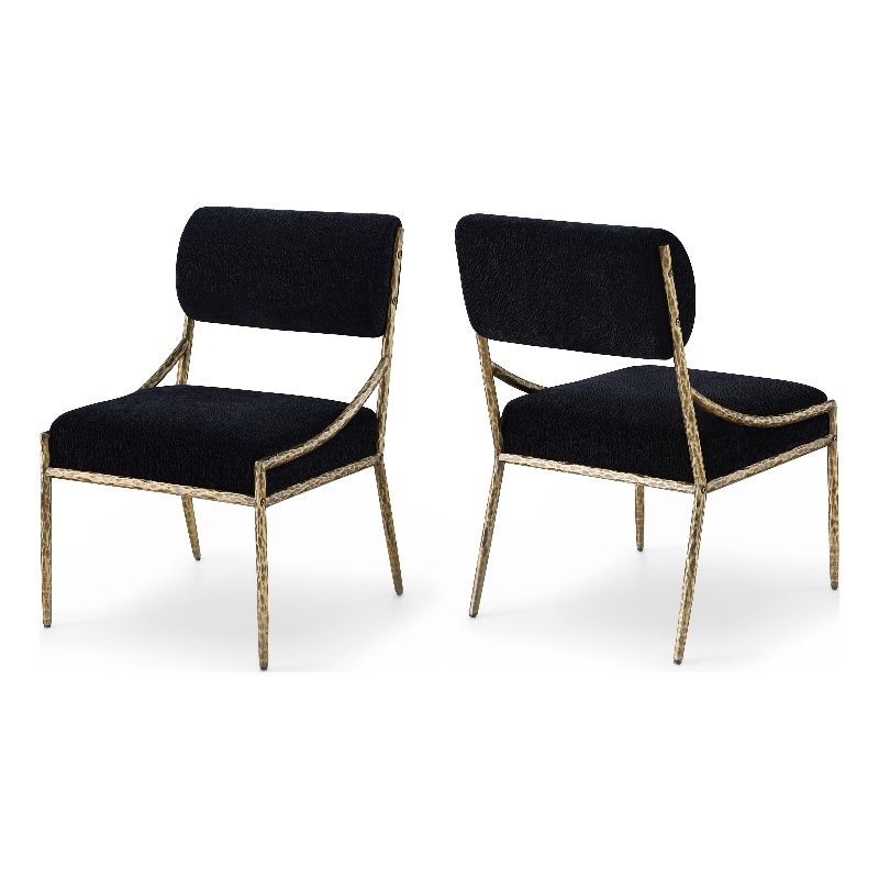 Meridian Furniture Bastille Black Chenille Fabric Dining Side Chair (Set of 2)