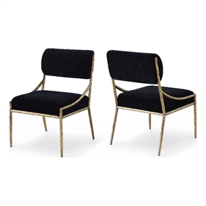 Meridian Furniture Bastille Black Chenille Fabric Dining Side Chair (Set of 2)