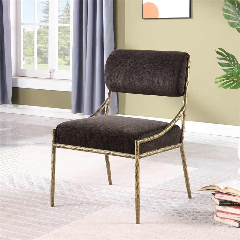 Meridian Furniture Bastille Brown Chenille Fabric Dining Side Chair (Set of 2)