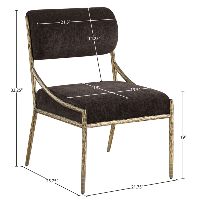 Meridian Furniture Bastille Brown Chenille Fabric Dining Side Chair (Set of 2)