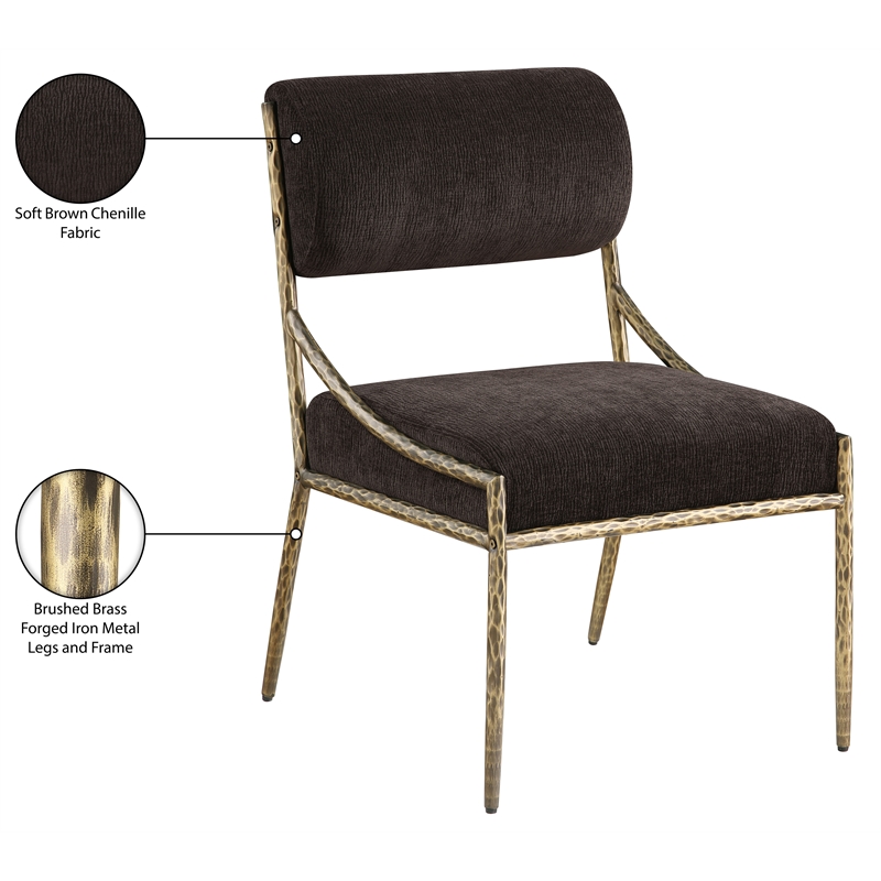 Meridian Furniture Bastille Brown Chenille Fabric Dining Side Chair (Set of 2)