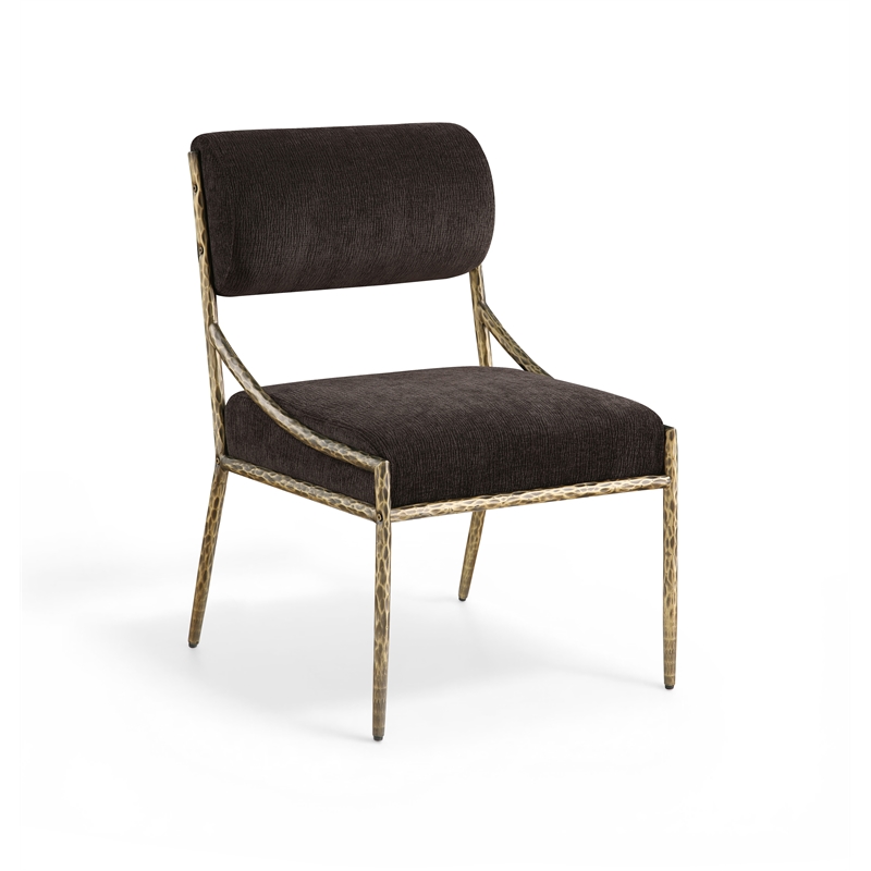 Meridian Furniture Bastille Brown Chenille Fabric Dining Side Chair (Set of 2)