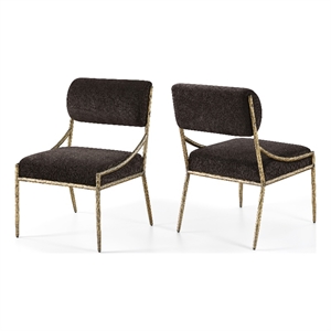 Meridian Furniture Bastille Brown Chenille Fabric Dining Side Chair (Set of 2)