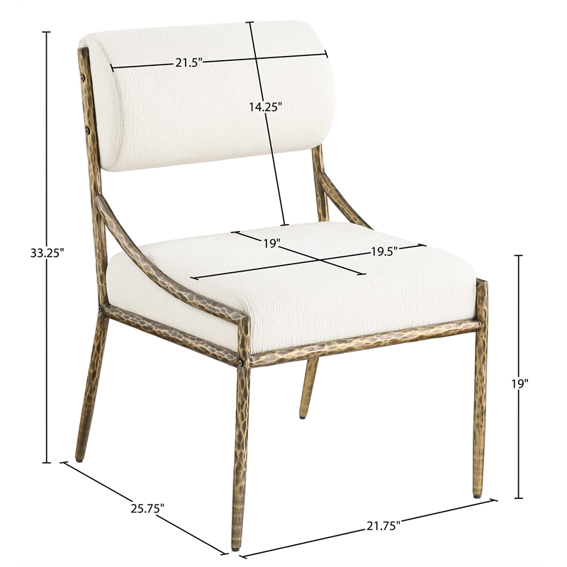 Meridian Furniture Bastille Cream Chenille Fabric Dining Side Chair (Set of 2)