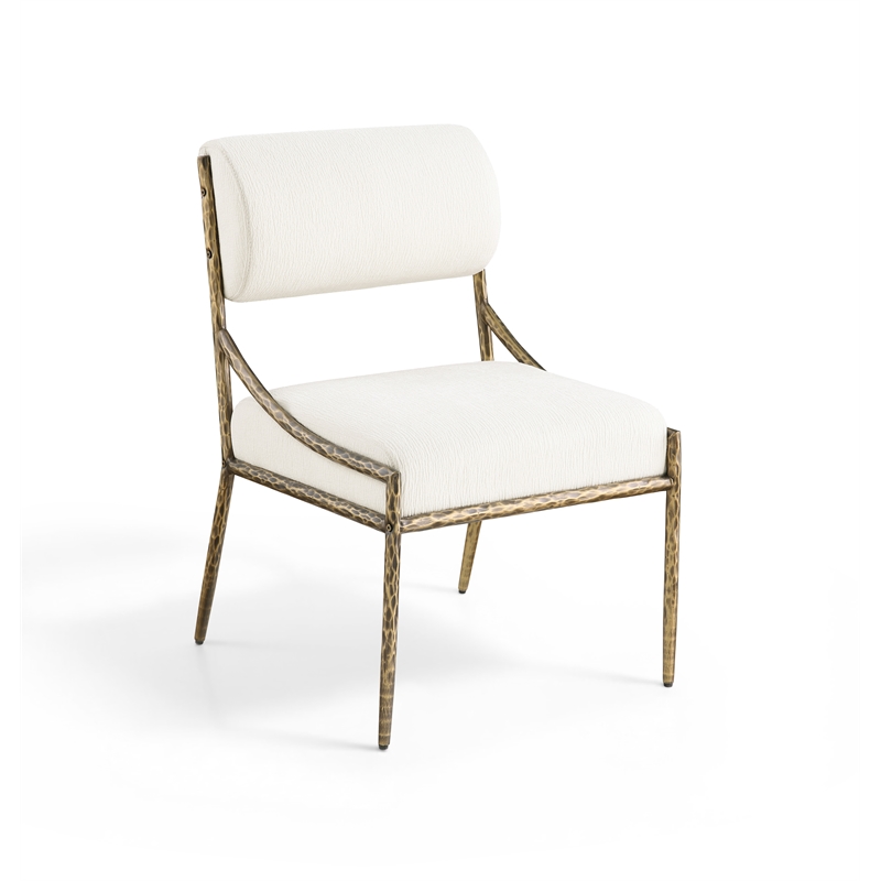 Meridian Furniture Bastille Cream Chenille Fabric Dining Side Chair (Set of 2)