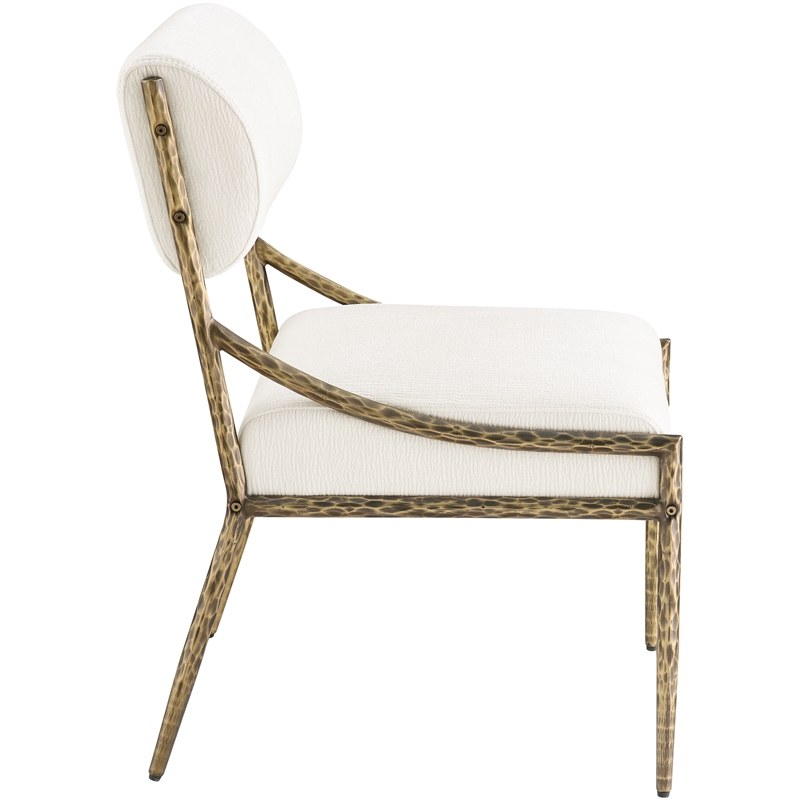Meridian Furniture Bastille Cream Chenille Fabric Dining Side Chair (Set of 2)