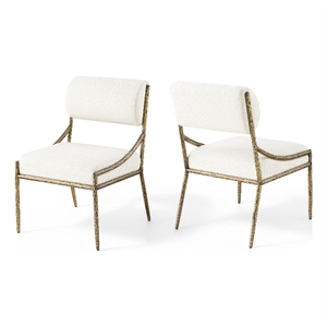 Meridian Furniture Bastille Cream Chenille Fabric Dining Side Chair (Set of 2)