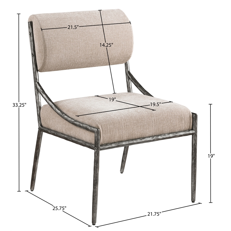 Meridian Furniture Bastille Beige Chenille Fabric Dining Side Chair (Set of 2)