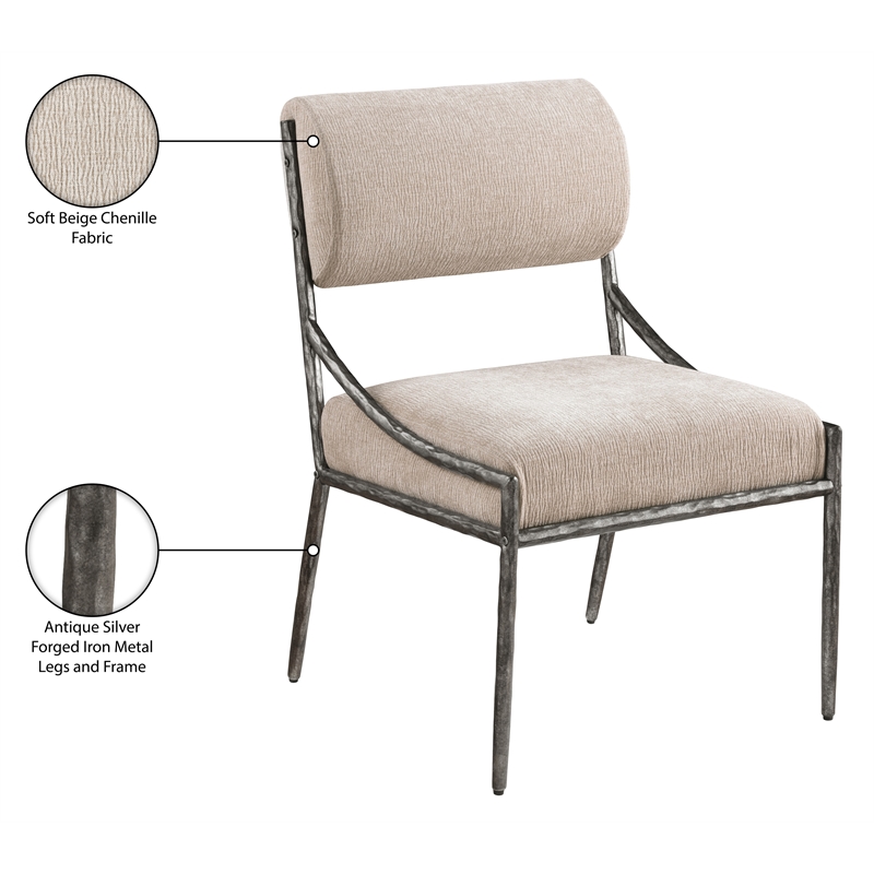 Meridian Furniture Bastille Beige Chenille Fabric Dining Side Chair (Set of 2)