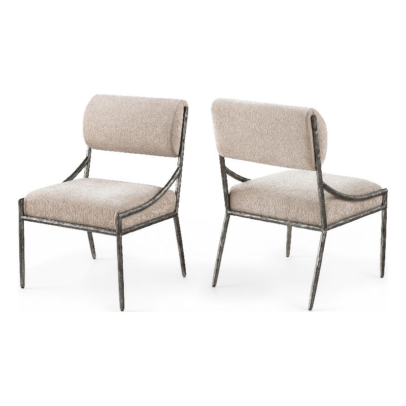 Meridian Furniture Bastille Beige Chenille Fabric Dining Side Chair (Set of 2)