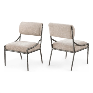 Meridian Furniture Bastille Beige Chenille Fabric Dining Side Chair (Set of 2)