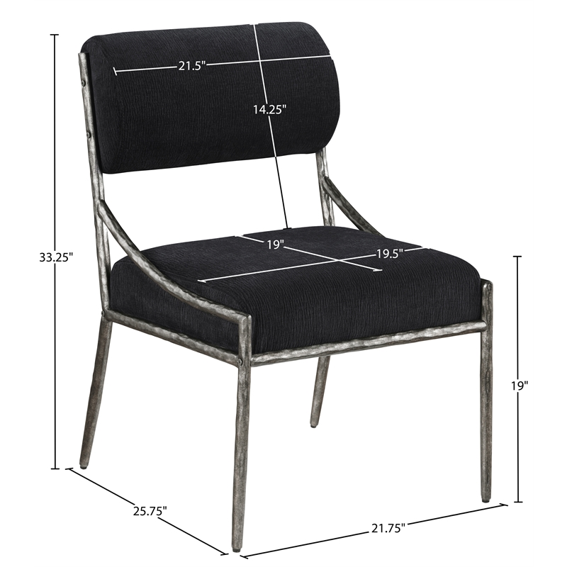 Meridian Furniture Bastille Black Chenille Fabric Dining Side Chair (Set of 2)