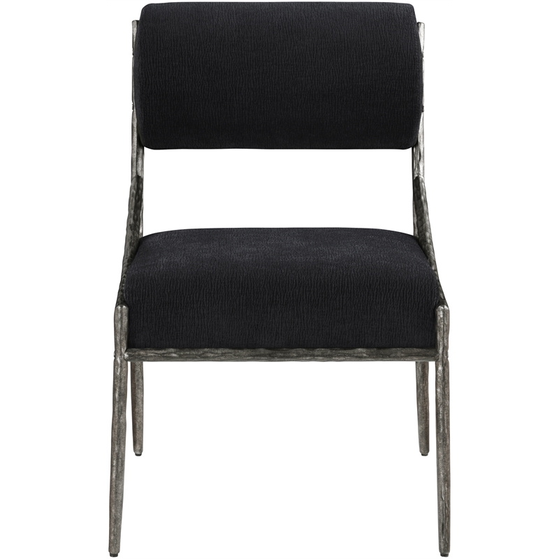 Meridian Furniture Bastille Black Chenille Fabric Dining Side Chair (Set of 2)