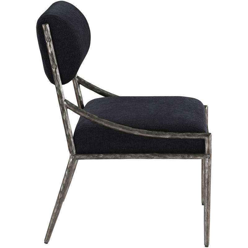 Meridian Furniture Bastille Black Chenille Fabric Dining Side Chair (Set of 2)