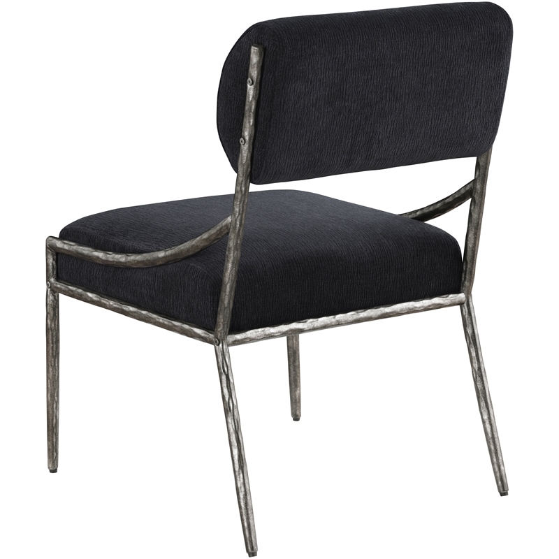 Meridian Furniture Bastille Black Chenille Fabric Dining Side Chair (Set of 2)