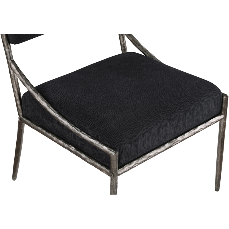 Meridian Furniture Bastille Black Chenille Fabric Dining Side Chair (Set of 2)