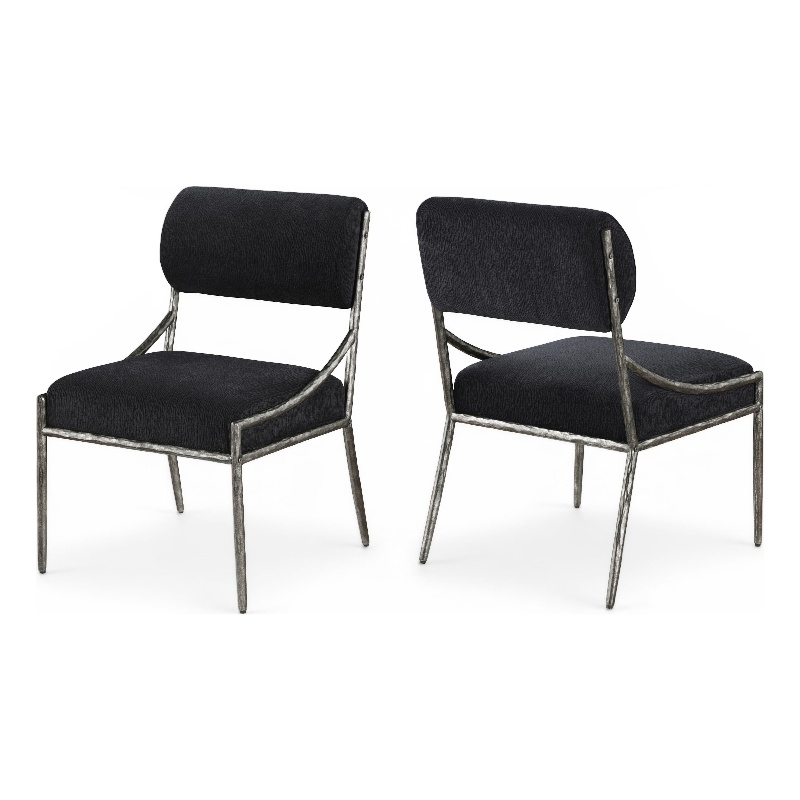 Meridian Furniture Bastille Black Chenille Fabric Dining Side Chair (Set of 2)