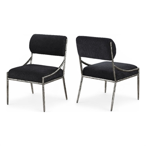 Meridian Furniture Bastille Black Chenille Fabric Dining Side Chair (Set of 2)