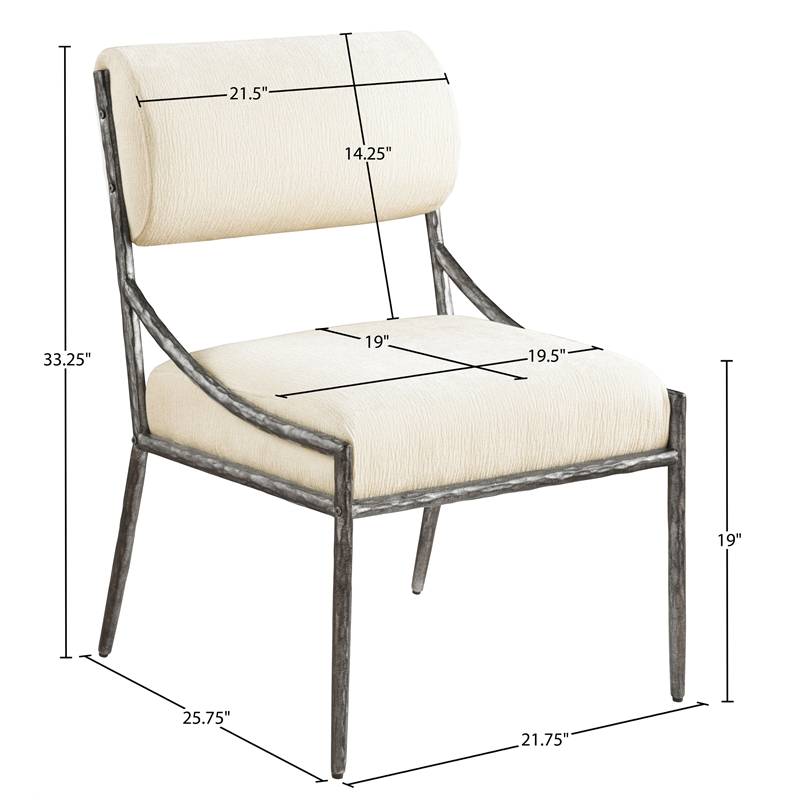 Meridian Furniture Bastille Cream Chenille Fabric Dining Side Chair (Set of 2)