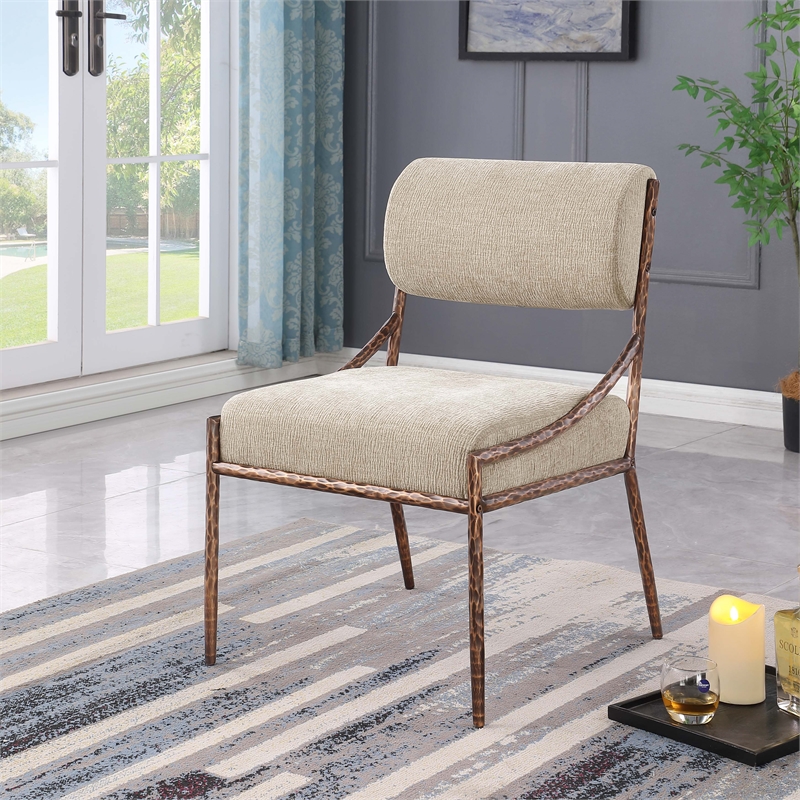 Meridian Furniture Bastille Beige Chenille Fabric Dining Side Chair (Set of 2)